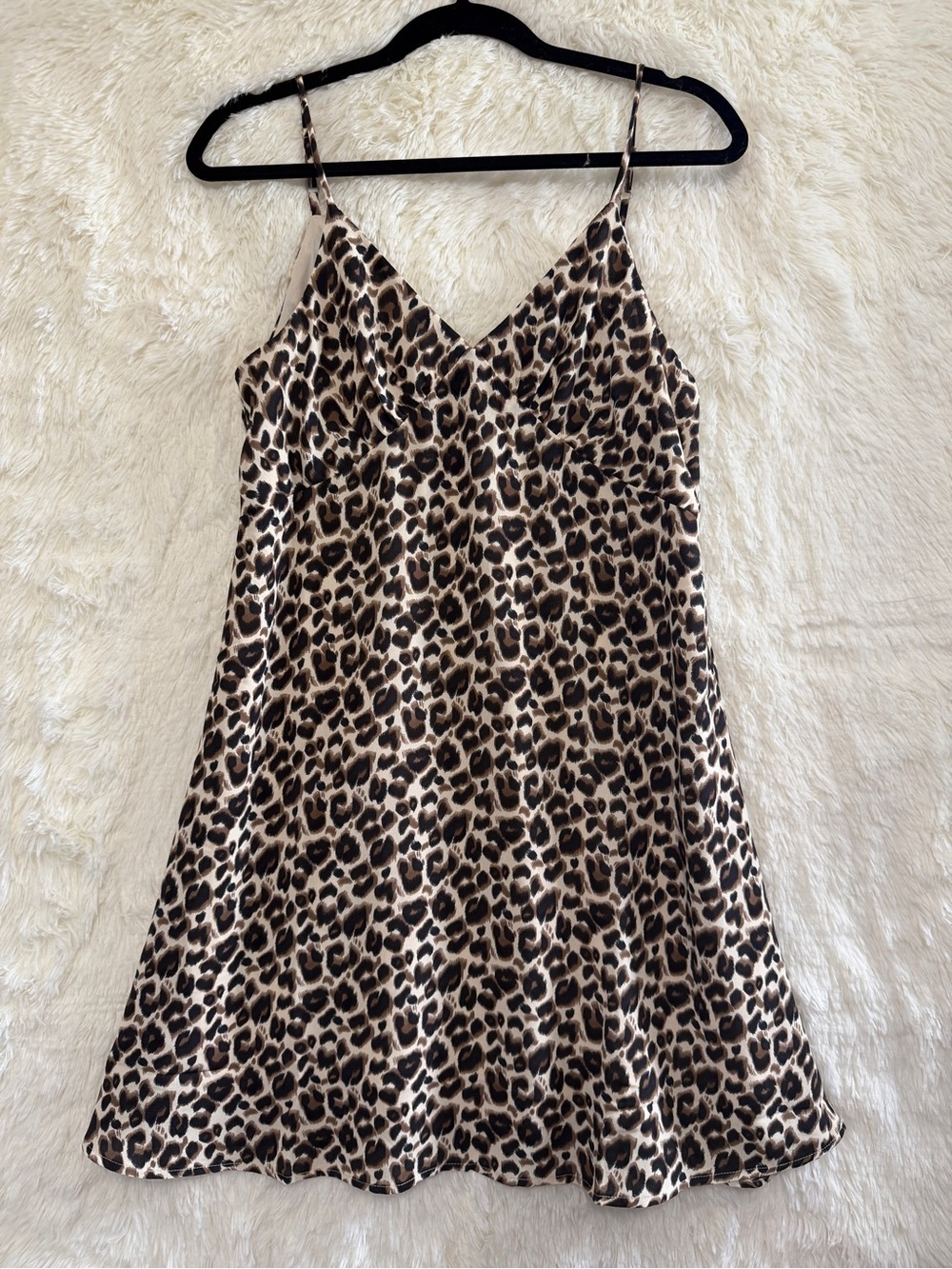Doe & Rae Women Babydoll Leopard Slip Dress M Lined Adjustable Spaghetti Straps